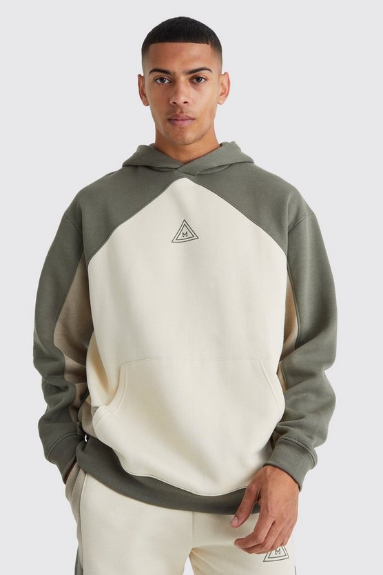 Oversize Colorblock Hoodie mit Logo
