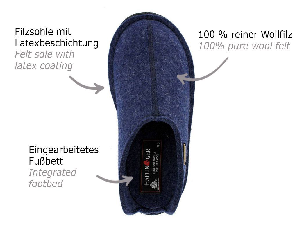 Haflinger Filz-Pantoffel aus reiner Schurwolle Hausschuh ausgefallenes Design