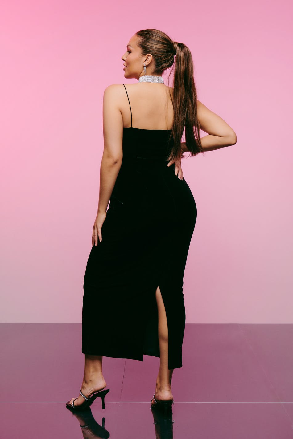 Rhinestone velvet dress