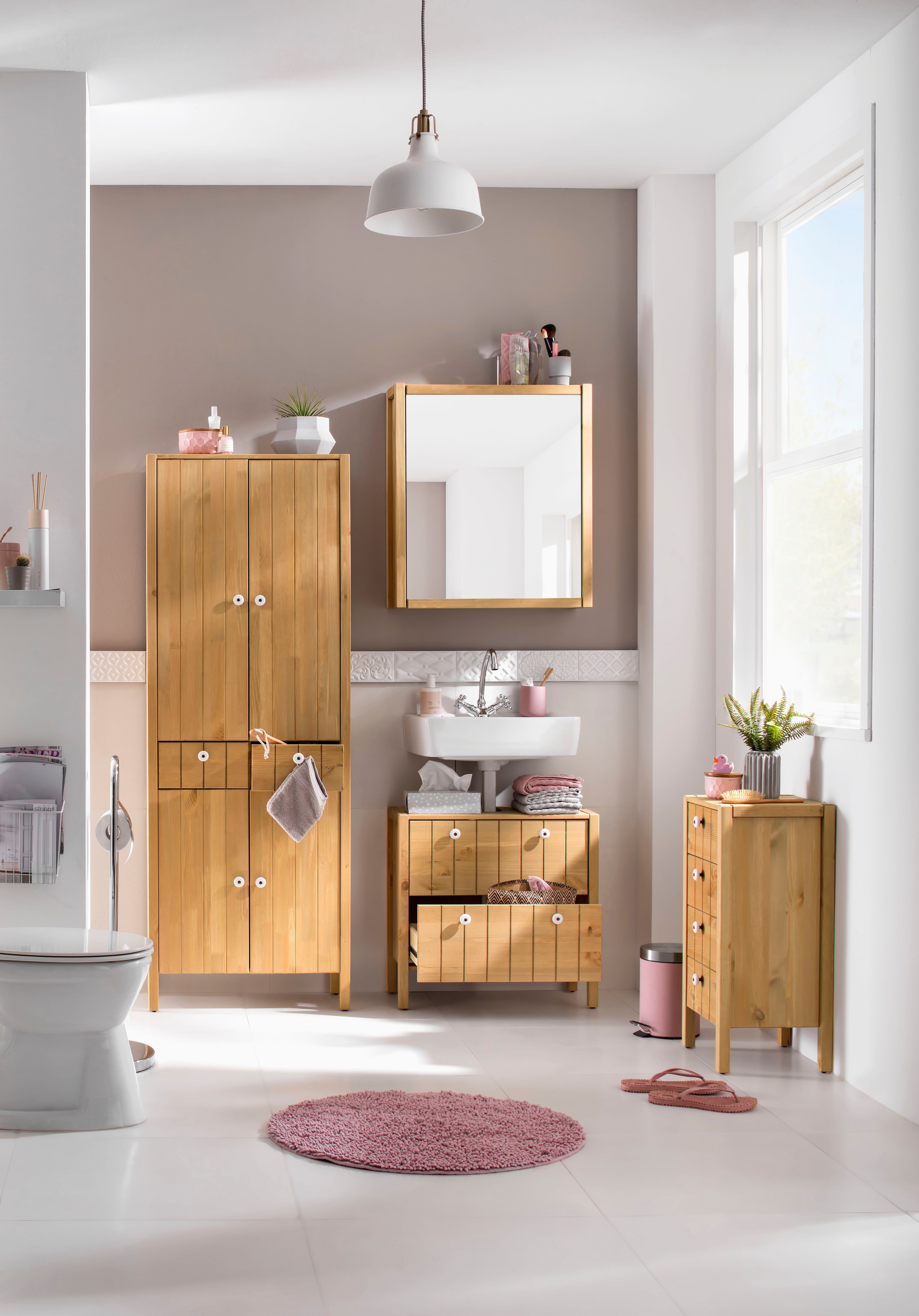 Home affaire Spiegelschrank Tina Badmöbel, Spiegel, Breite 61,5 cm, Massivholz