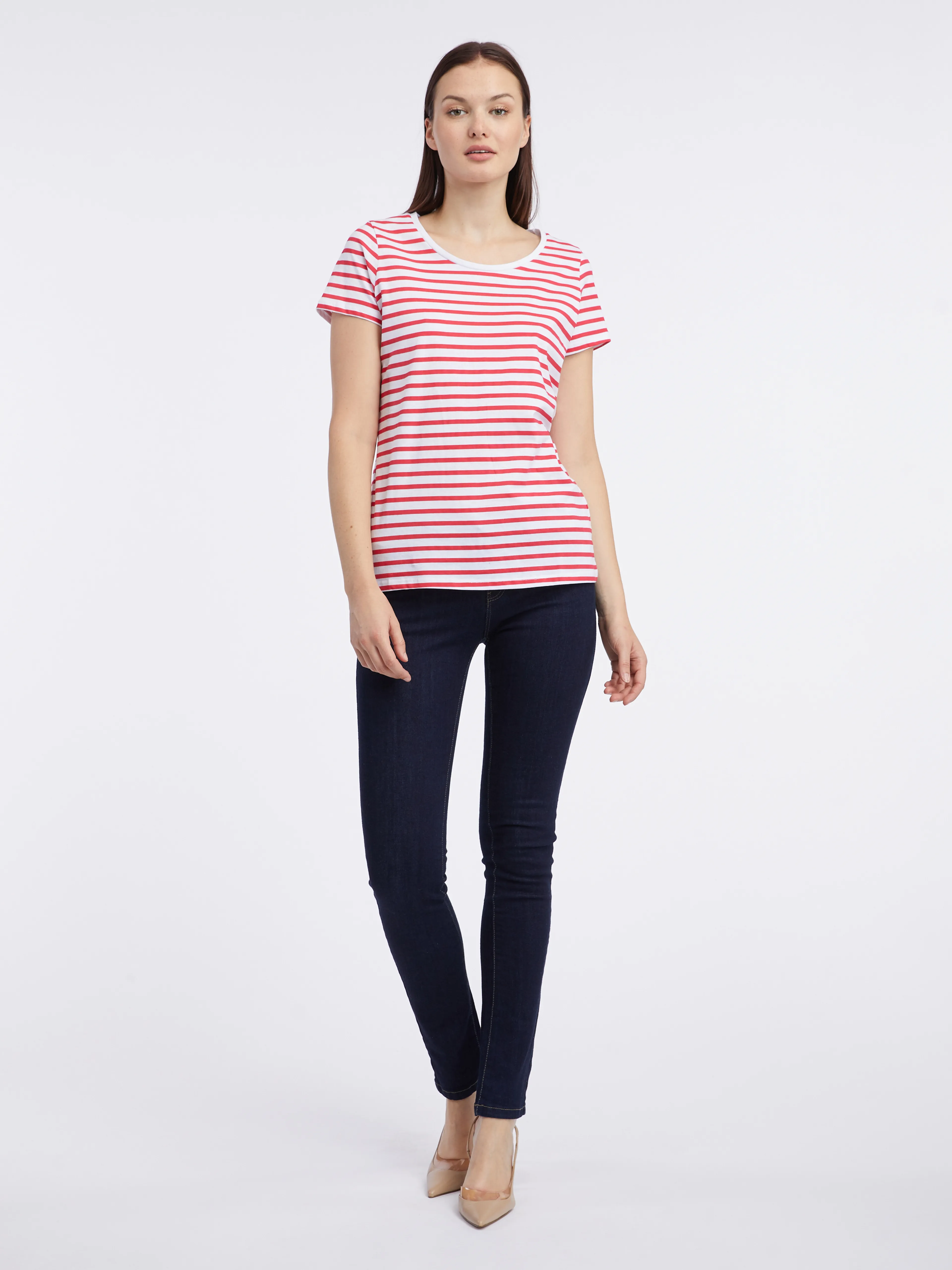 Weiß-rot gestreiftes Damen-Shirt ORSAY
