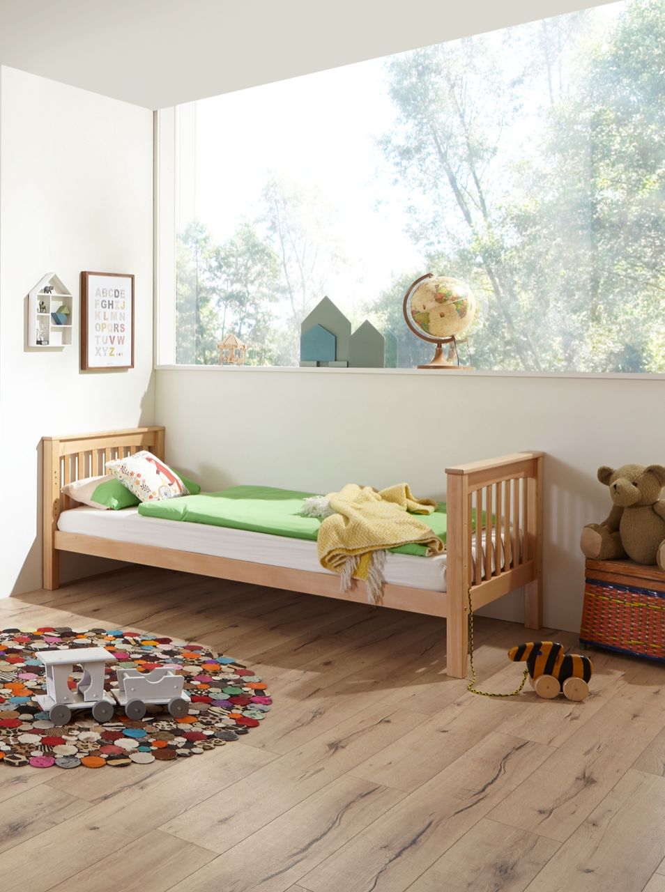Relita Einzelbett Kick 90 x 200 cm Liegefläche mit Lattenrost, Buche massiv natur lackiert