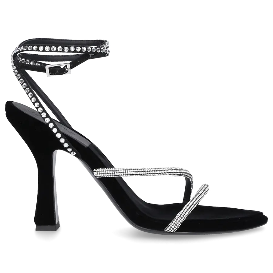 3 JUIN - Riemchensandalen 323WC0 Veloursleder - schwarz