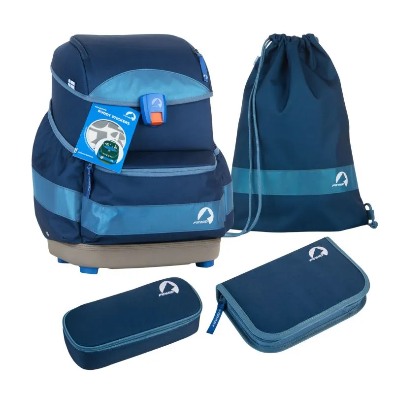 finkid BUDDY EKO SPORT 4tlg. Schulranzenset - denim\/dove