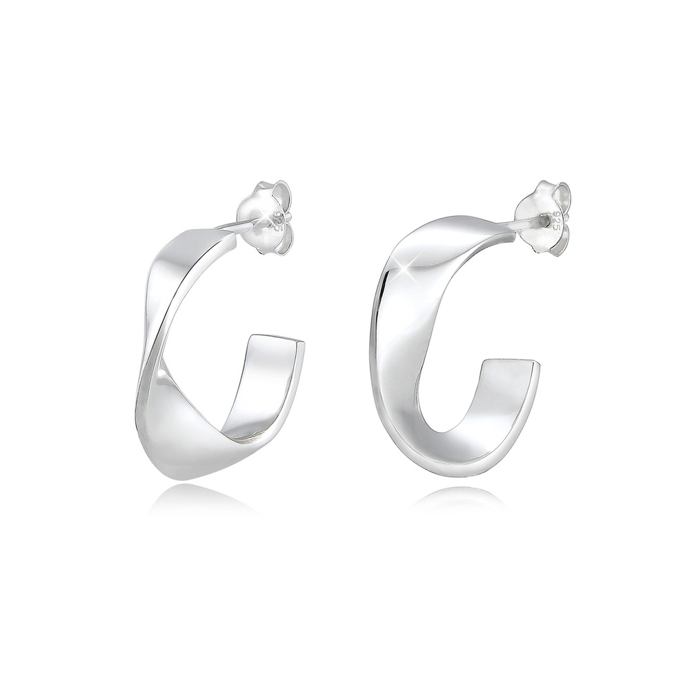 Elli Elli Boucles d'Oreilles Creolen Hänger Basic Geo Gedreht Twist 925 Silber Boucles d'oreilles