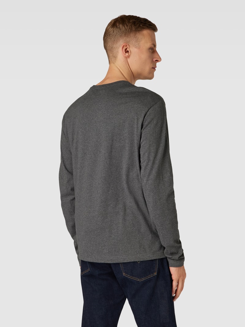 Regular Fit Longsleeve mit Label-Stitching in anthrazit meliert