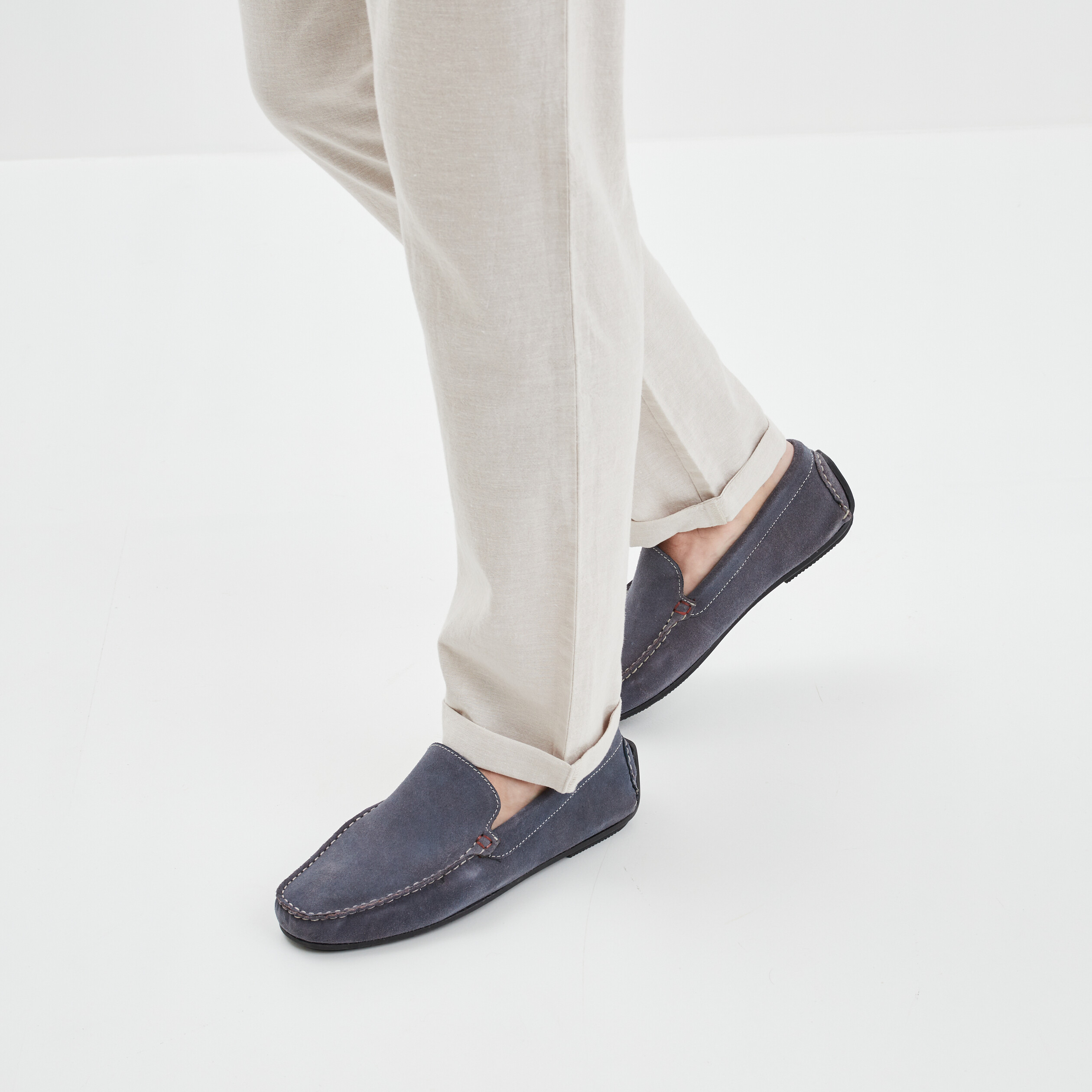 Mocassins en cuir bleu homme | La Halle