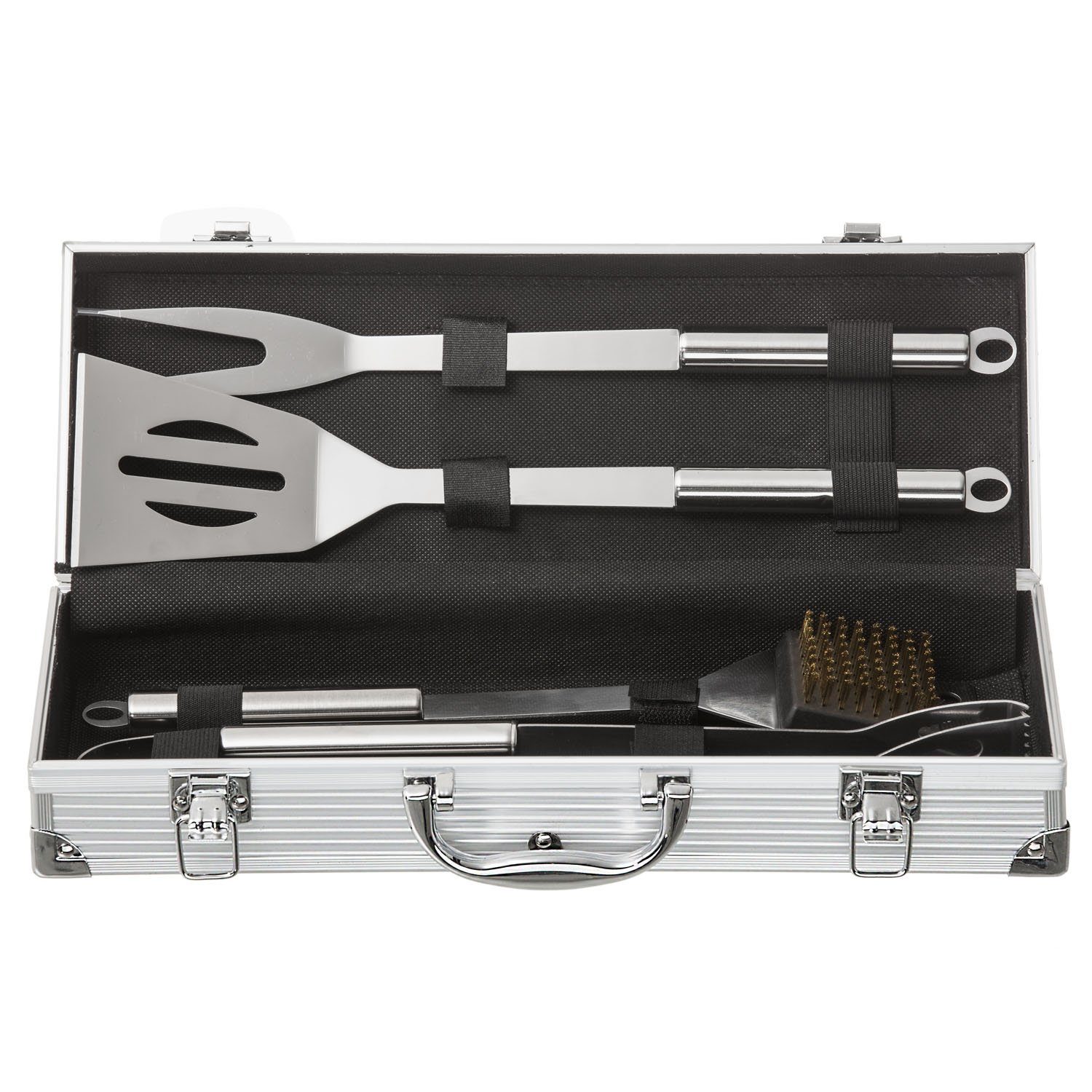 Goods+Gadgets Grillbesteck-Set Edelstahl Profi Grillbesteck-Set Grill-Koffer, (5 tlg), BBQ Besteck Grillkoffer Zubehör