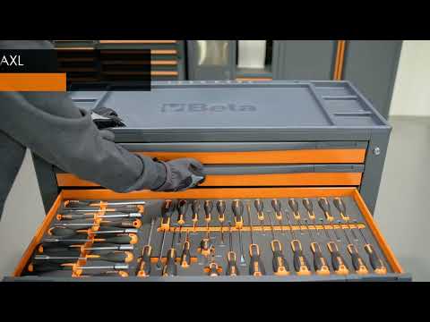 Beta 028003001 SuperTank mobil arbejdsbænk med træbordplade og 10 skuffer, 588x367 mm - orange