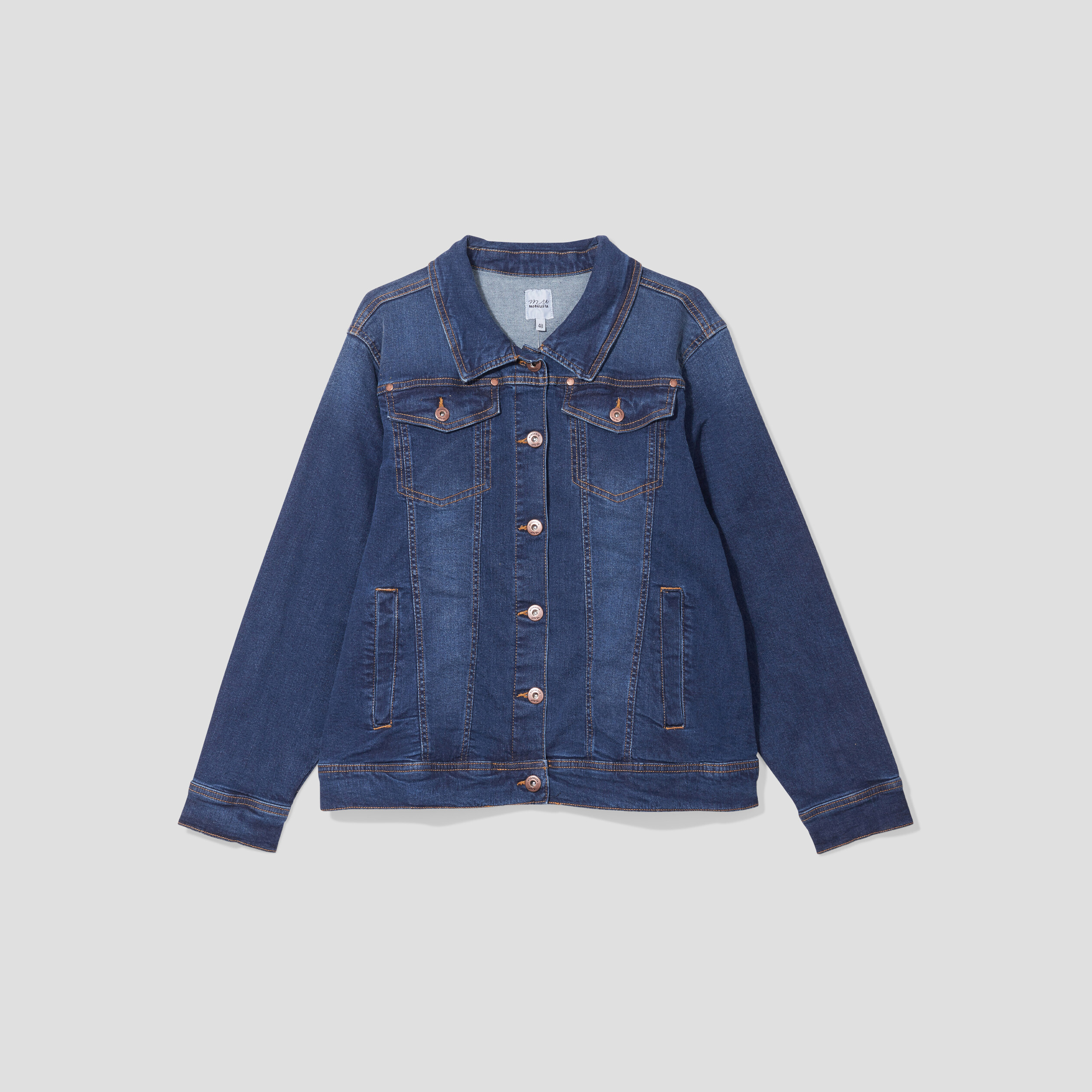Blouson droit en jean denim stone femme grande taille | La Halle