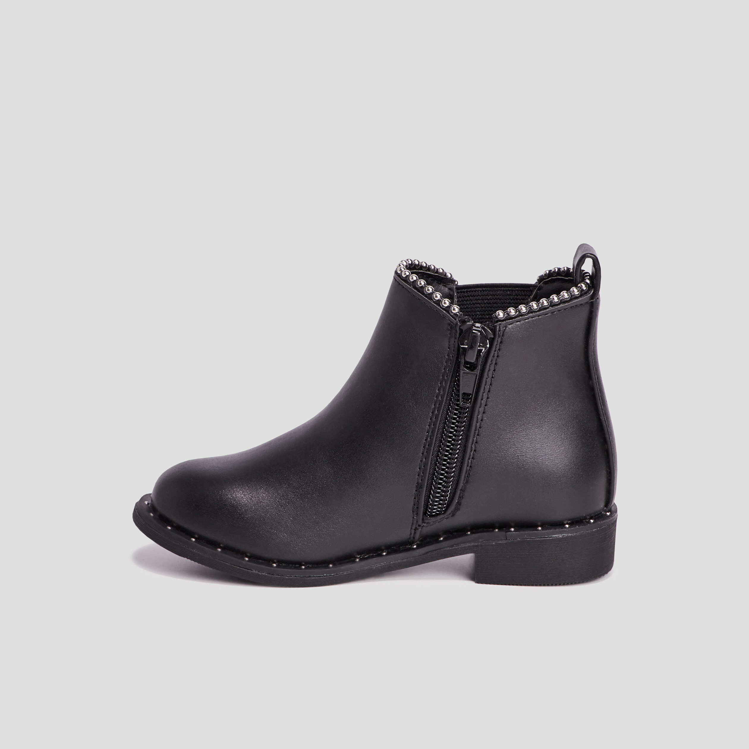 Bottines chelsea zippées à clous noir fille | La Halle