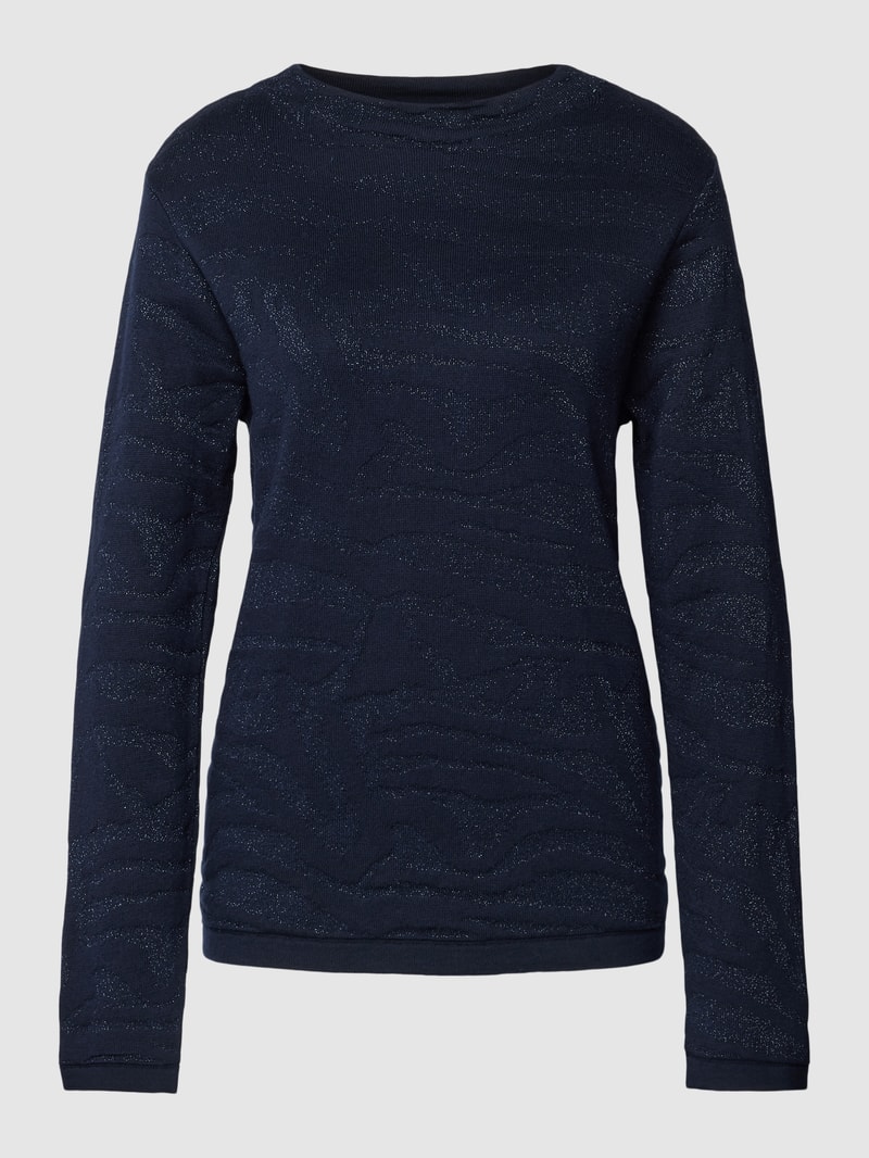 Strickpullover mit Effektgarn in marineblau