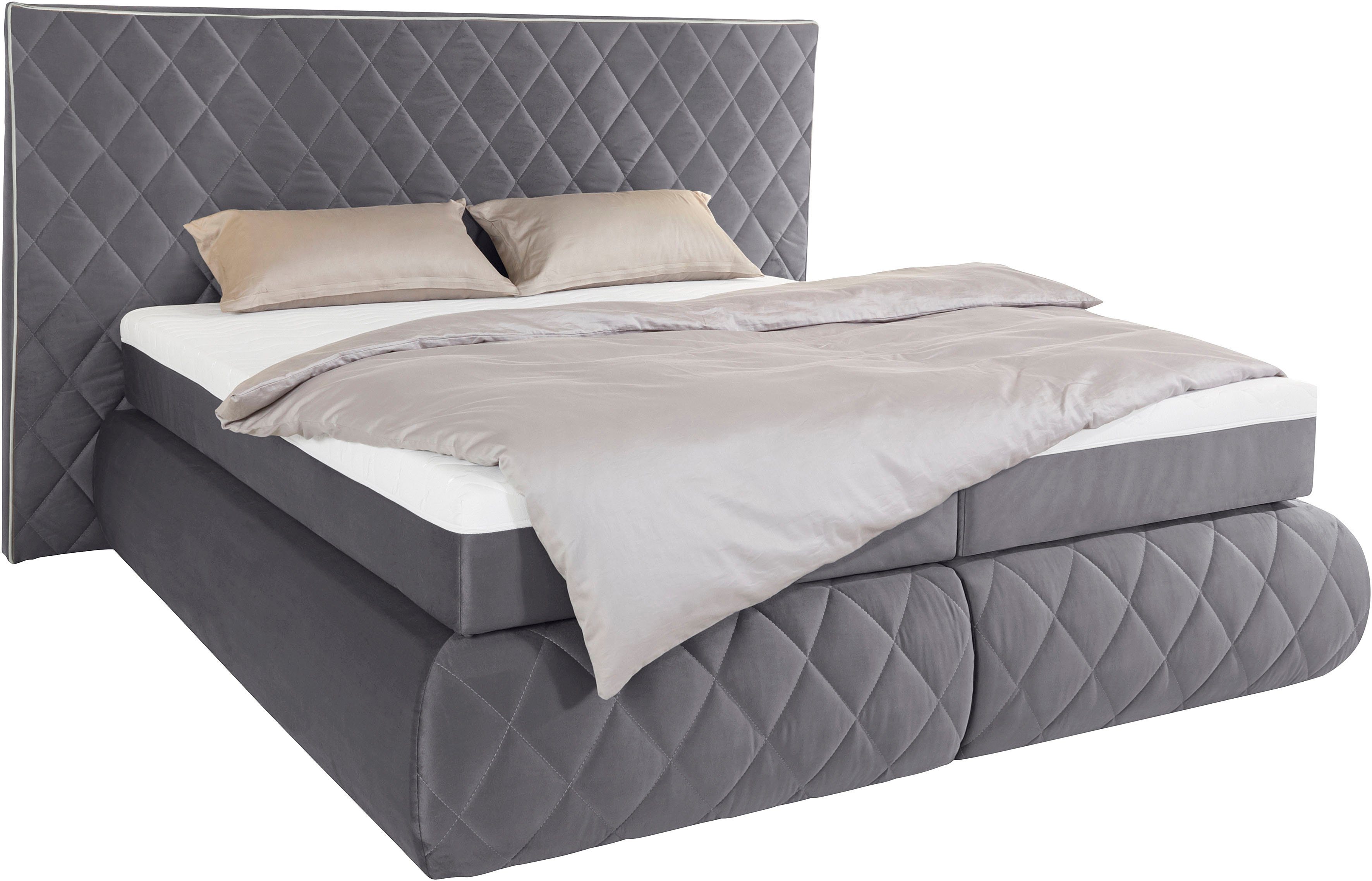 Places of Style Boxspringbett Alaric, wahlweise mit und ohne Leuchten, Obermatratze Tonnentaschenfederkern