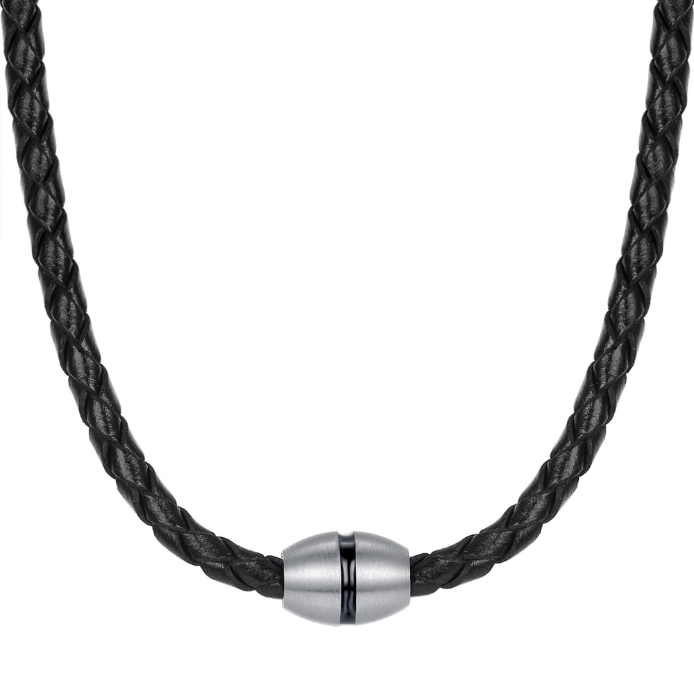 True Rebels Collier en cuir Cuir véritable en Noir collier