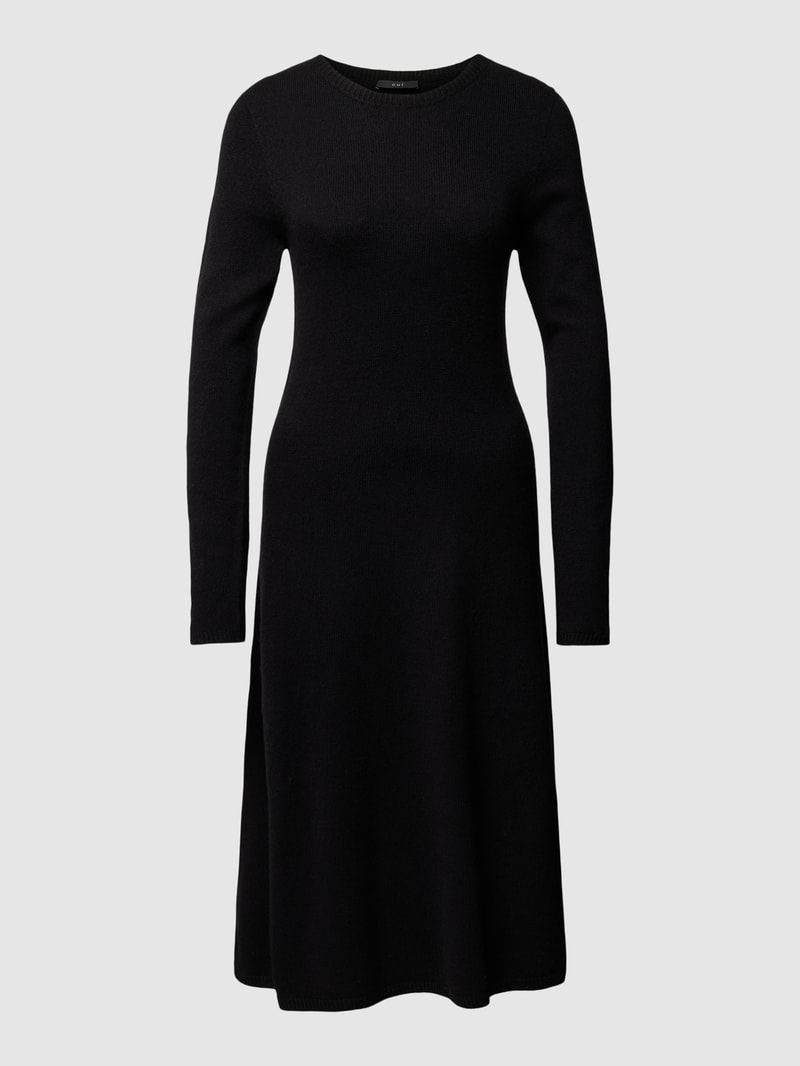 Strickkleid mit Rundhalsausschnitt in schwarz
