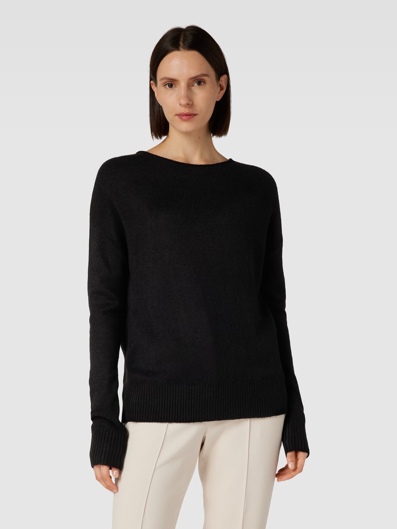 Strickpullover in melierter Optik in schwarz