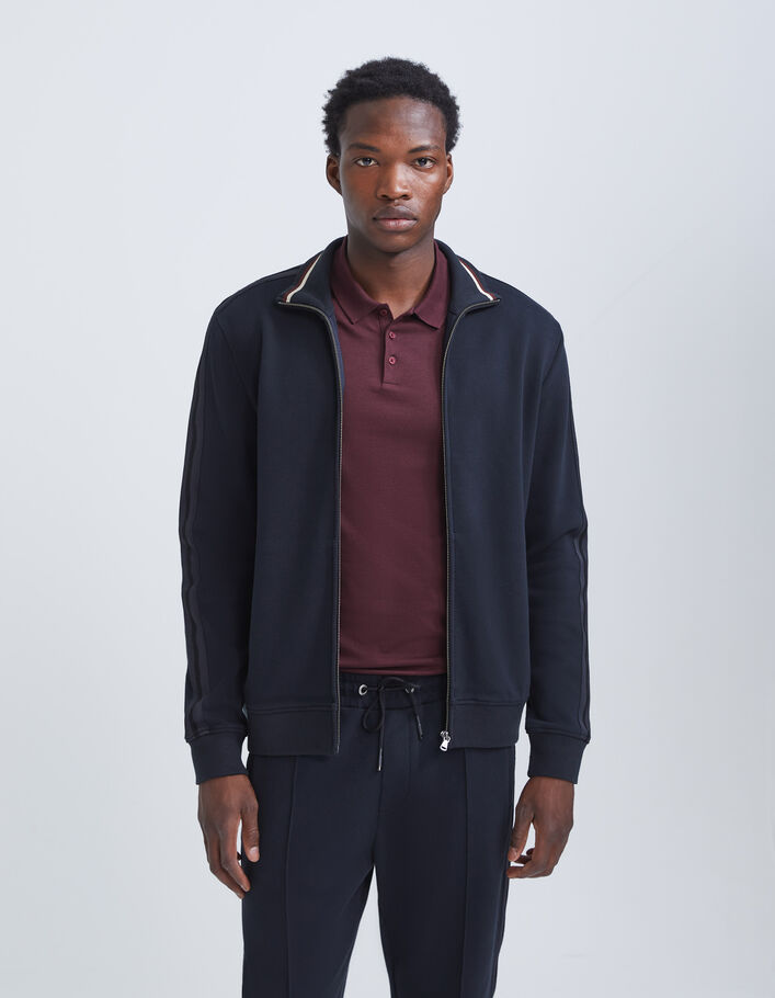 Cardigan marine maille piquée esprit sport Homme