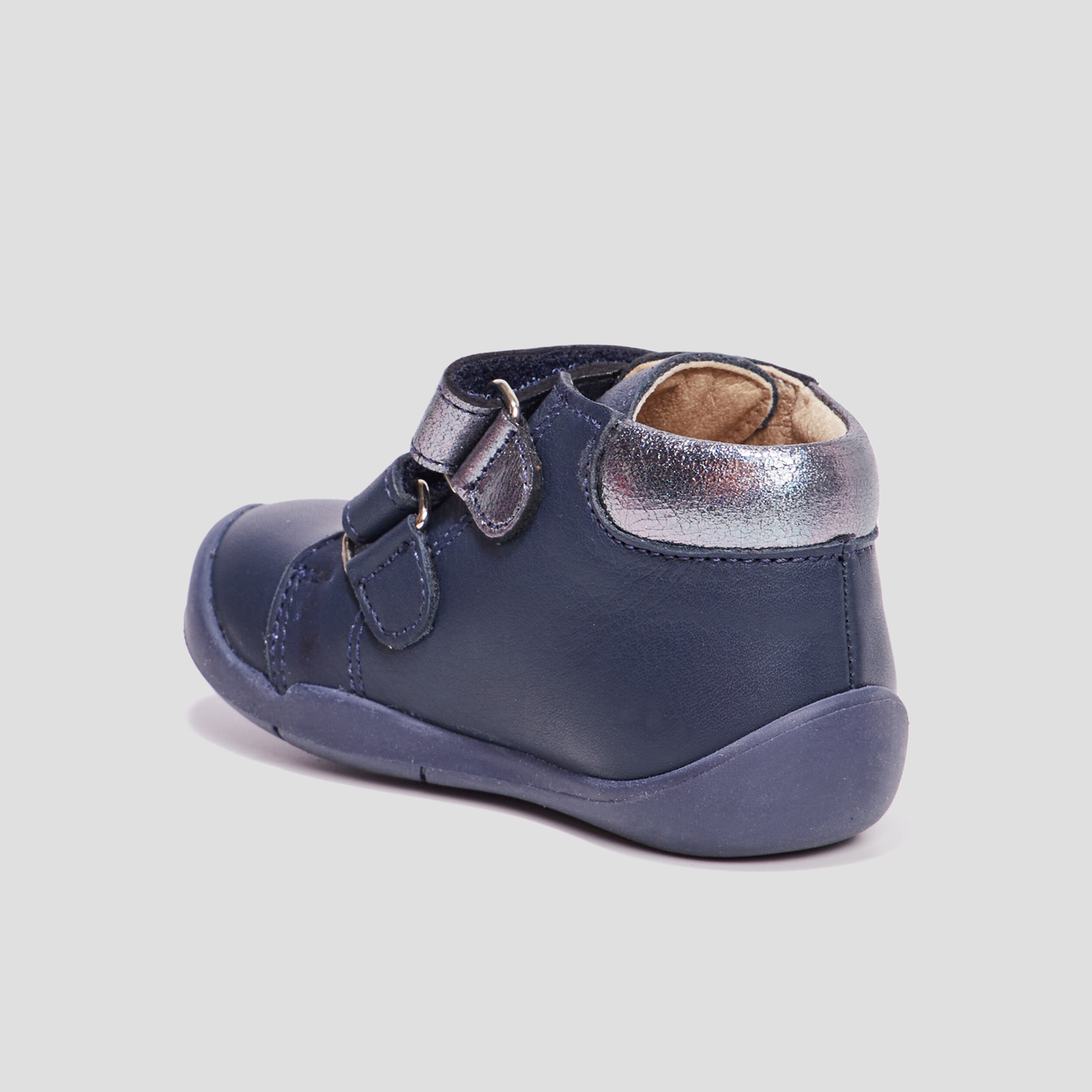 Bottillons en cuir Wakalla bleu marine bébé fille | La Halle