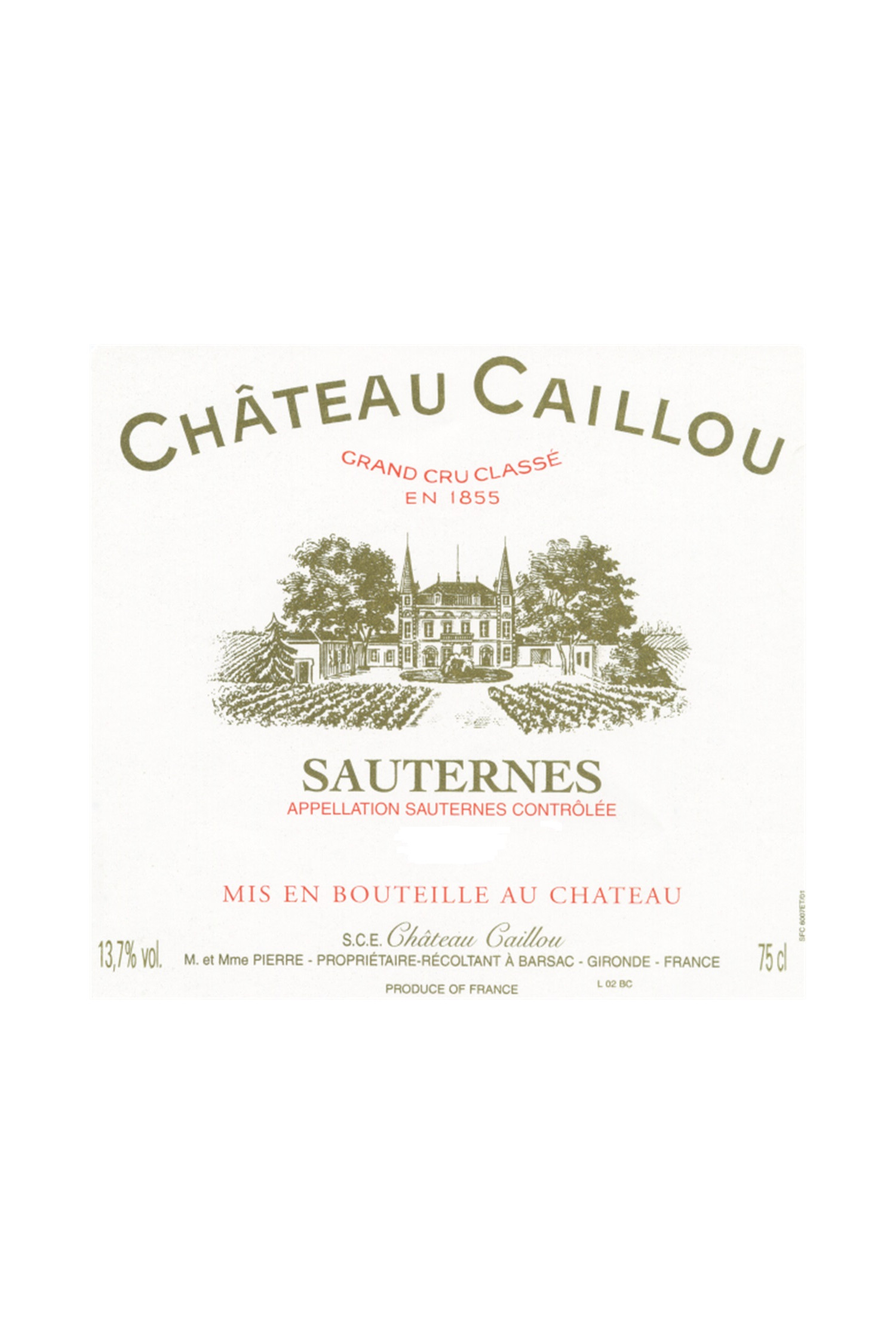 Château Caillou 1947, Sauternes