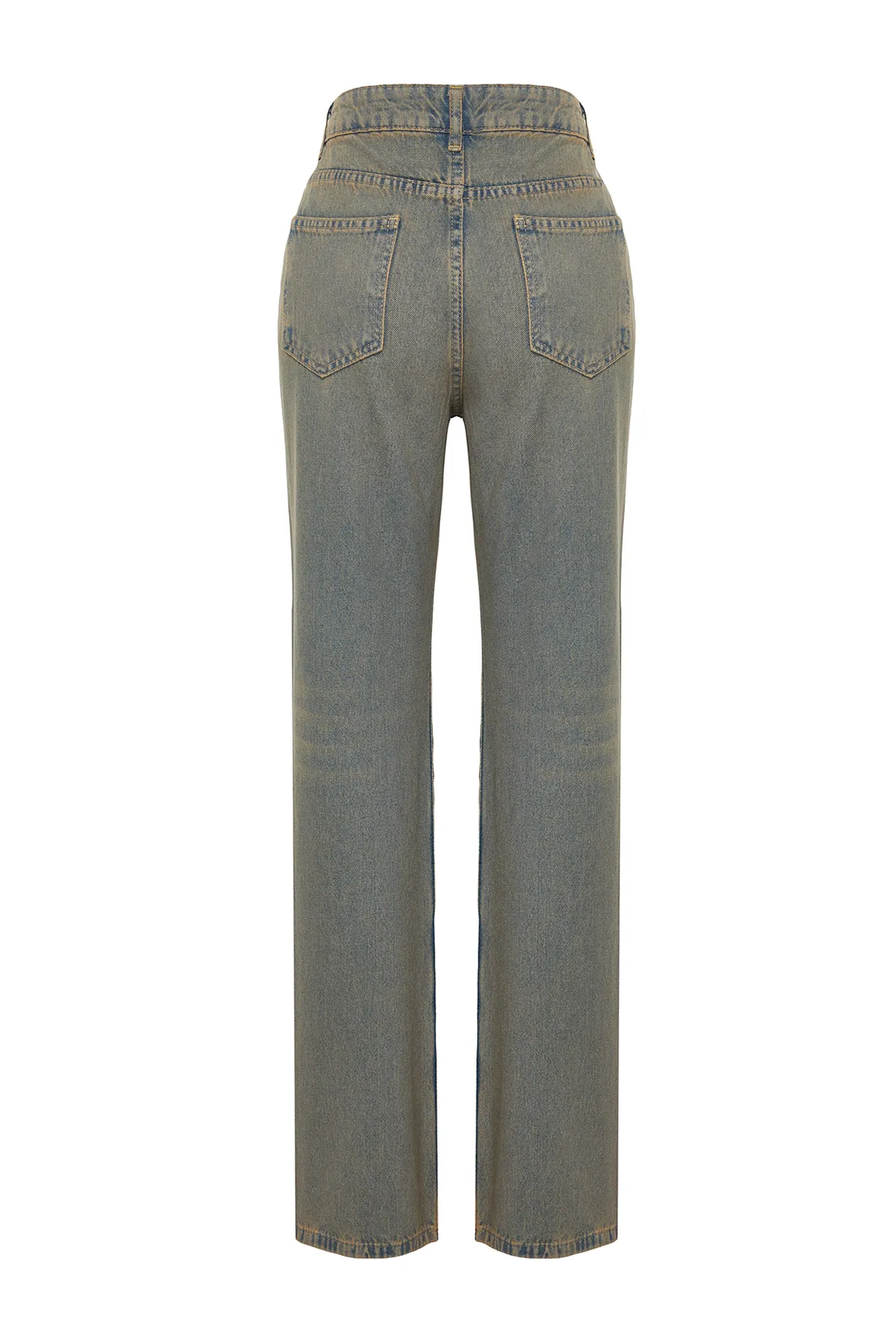 Trendyol Collection  Jeans mit niedriger Taille und weitem Bein in blassblauem Vintage-Effekt TWOSS24JE00021