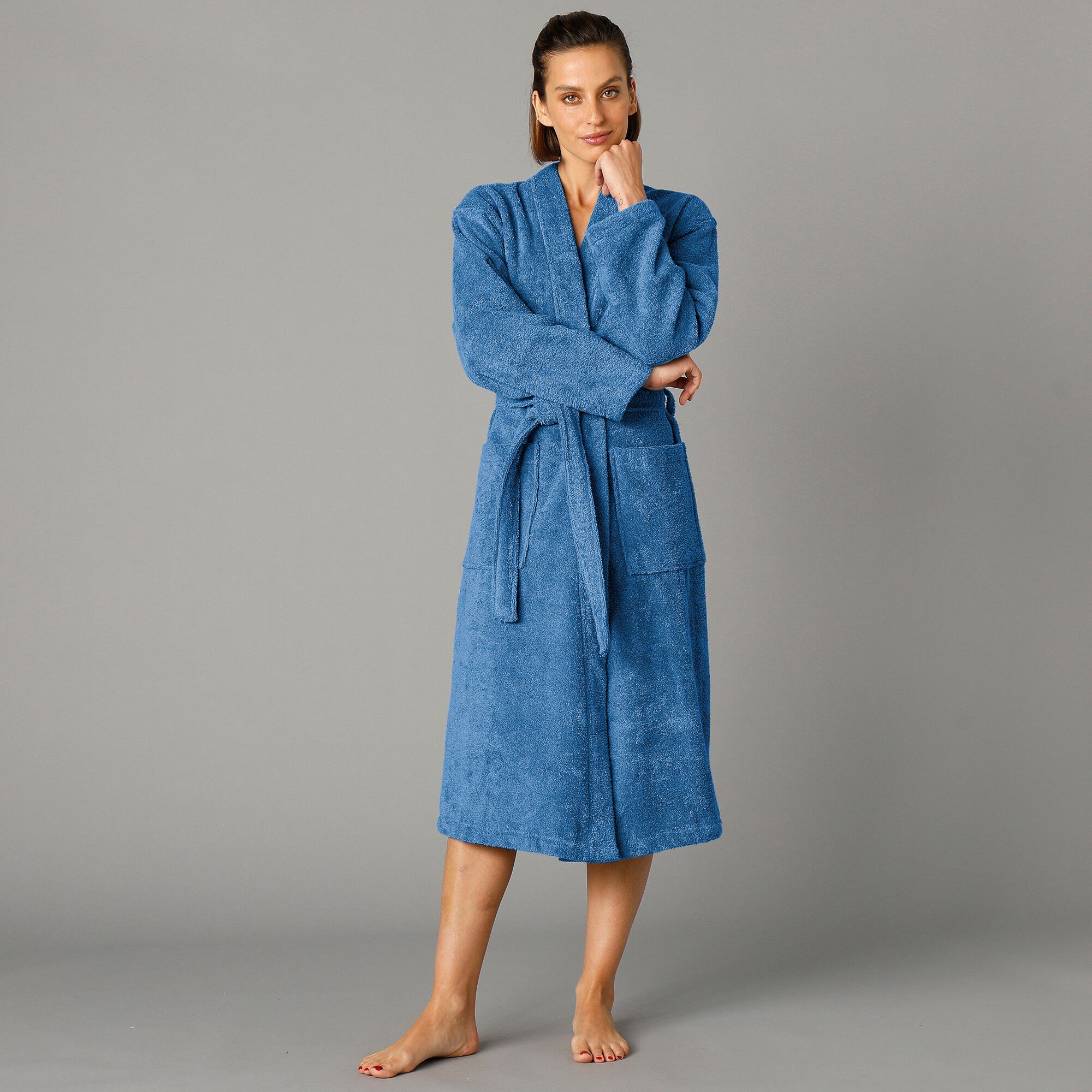 Peignoir mixte adulte col kimono éponge bouclette