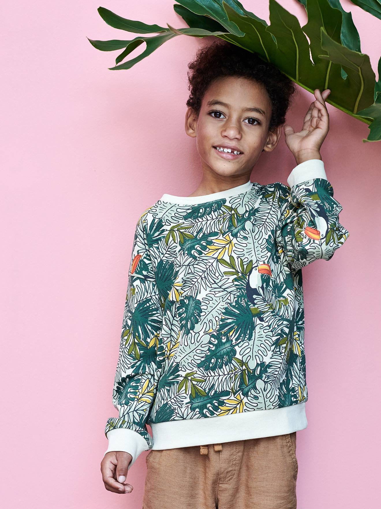 Sweat motifs jungle garçon blanc imprimé