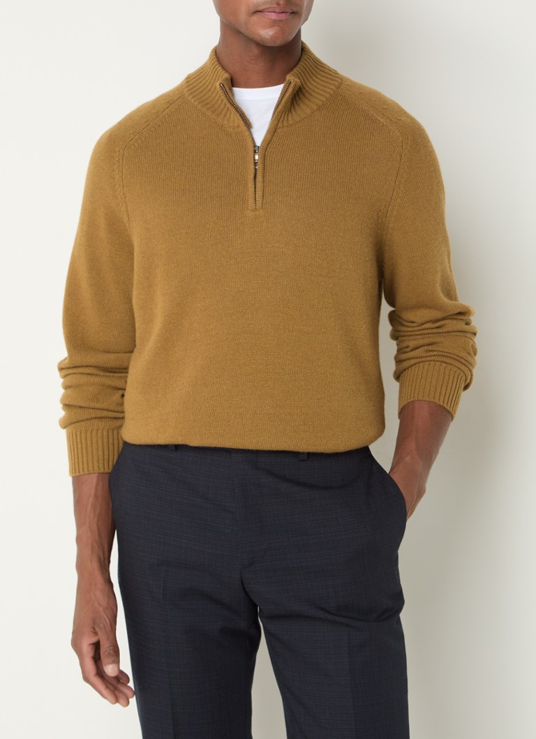 Lyle & Scott Saddle finomkötésű kasmírkeverék pulóver félcipzárral