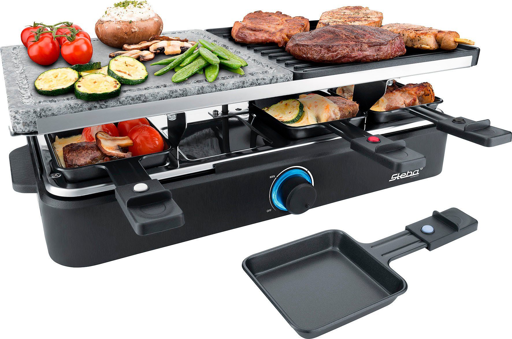 Steba Raclette RC 18, 8 Raclettepfännchen, 1400 W