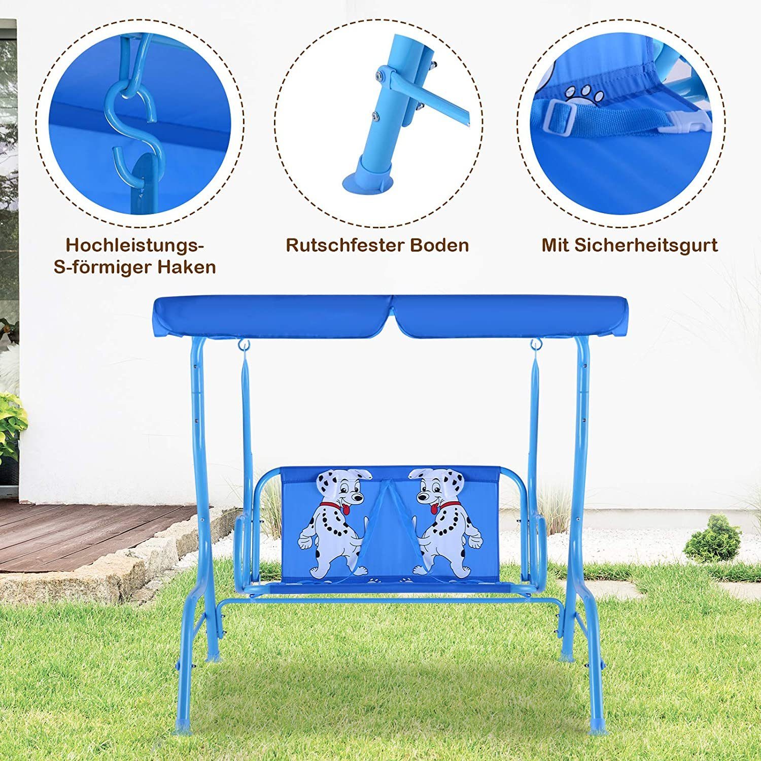 KOMFOTTEU Hollywoodschaukel Kinderschaukel, 112 x 108 x 75cm