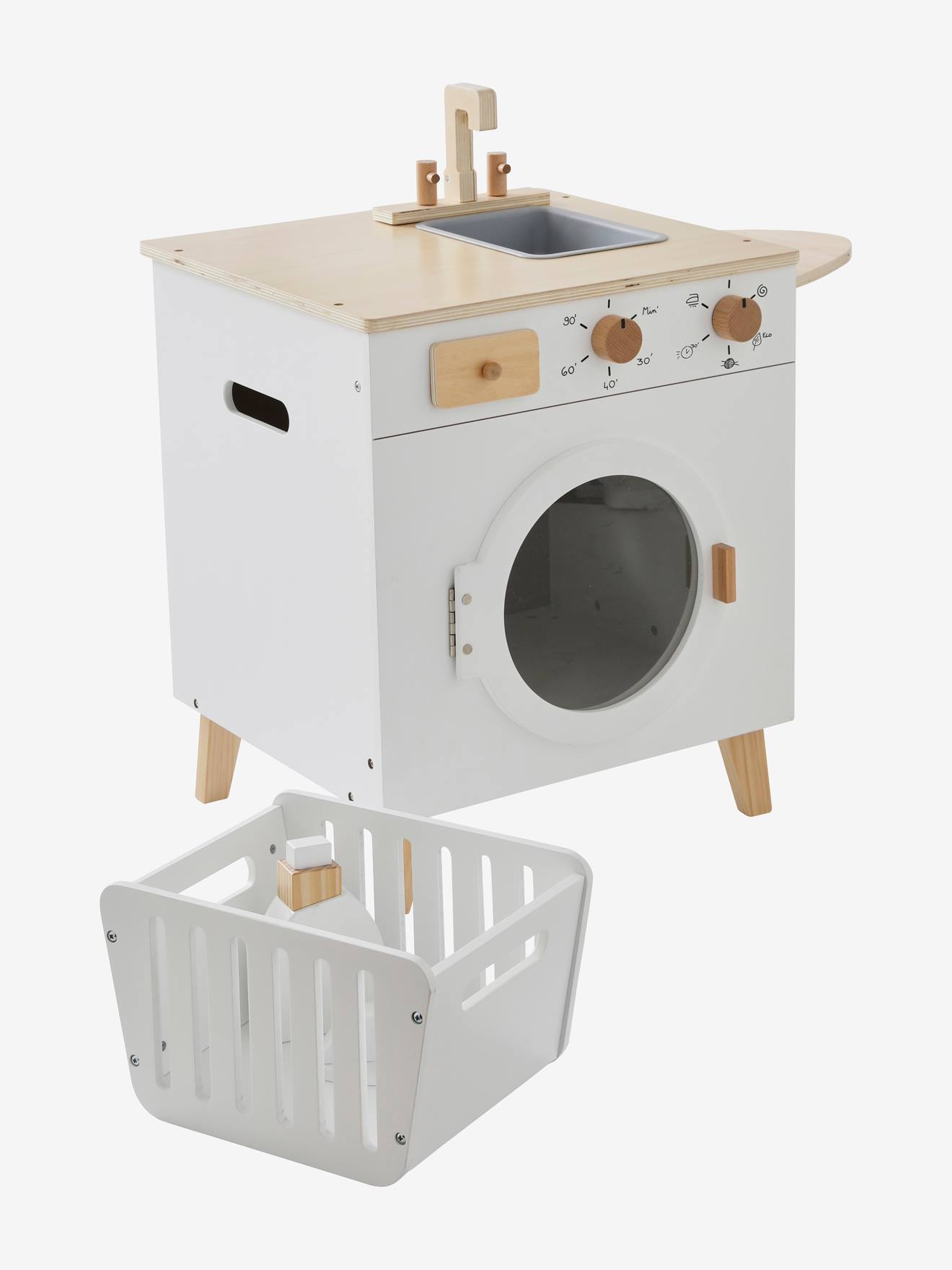 Machine à laver et à repasser en bois FSC® blanc