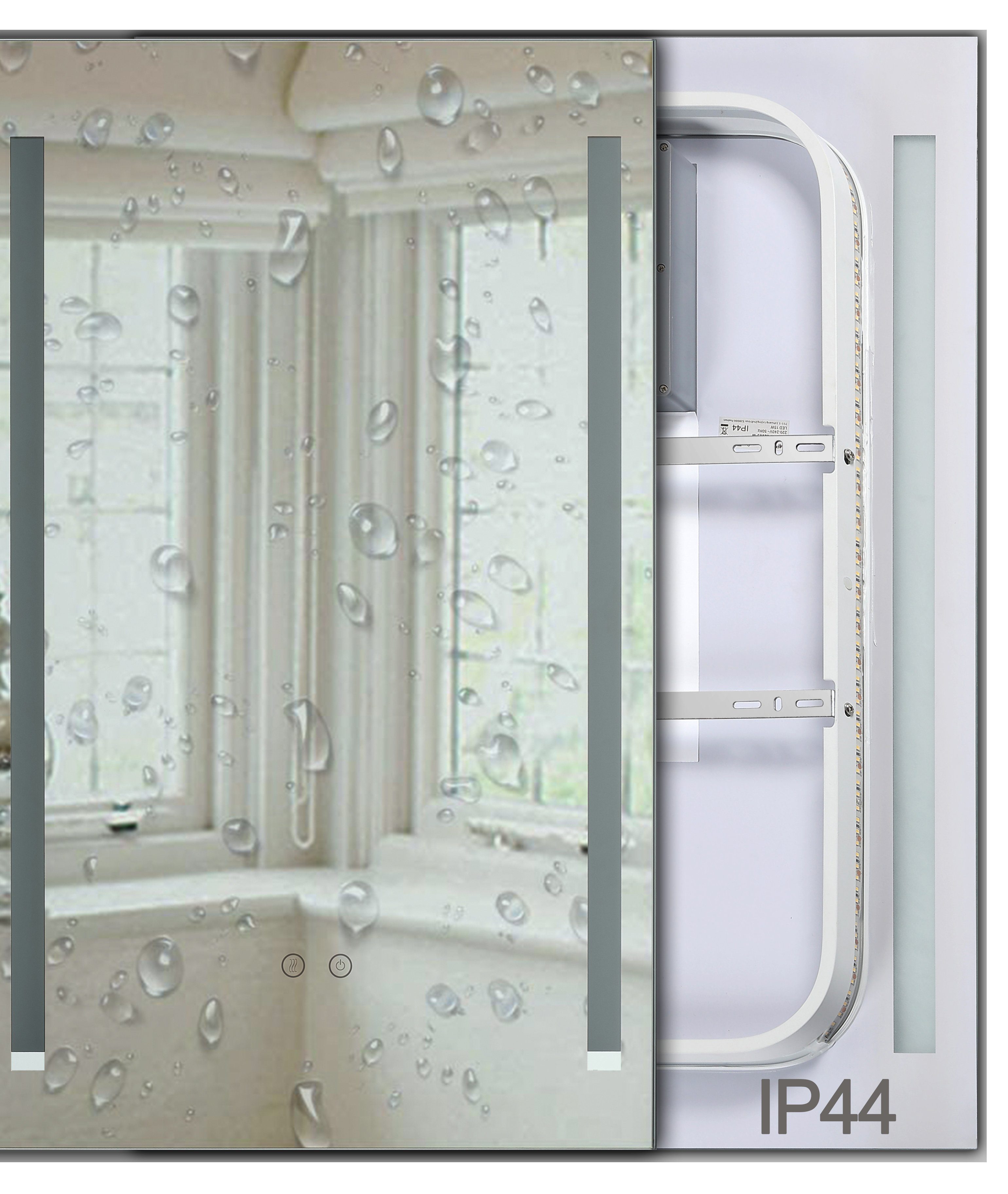 IMPTS Badspiegel LED Badezimmerspiegel mit Beleuchtung Touchschalter, IP44,Dimmbar