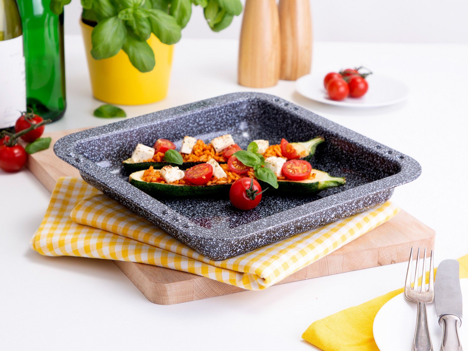 CHG Backblech Granito, Stahlblech, (Set, 2-St), Rechteckform 4 x29cm/Quadratische Form 26,5x26,5cm