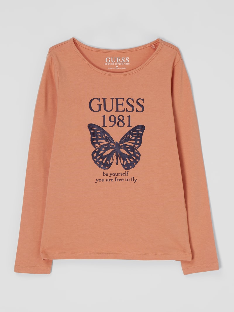 Longsleeve mit Logo in apricot