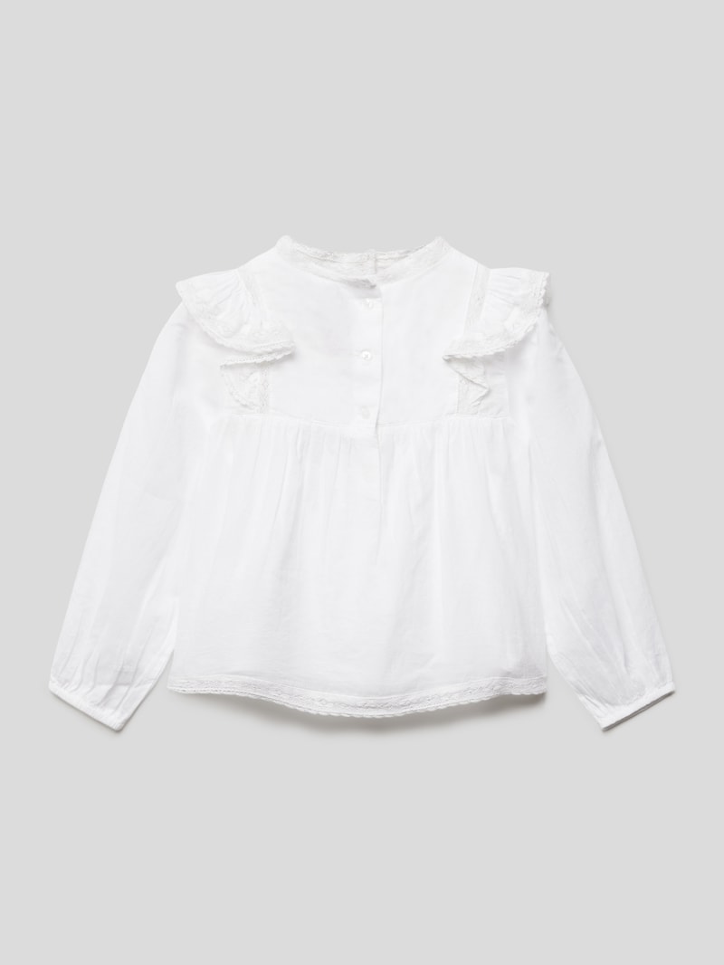 Bluse mit Spitzenbesatz Modell 'PRTY WHT' in weiß