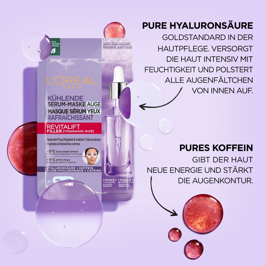 Filler Augenmaske mit Hyaluronsäure und Koffein
