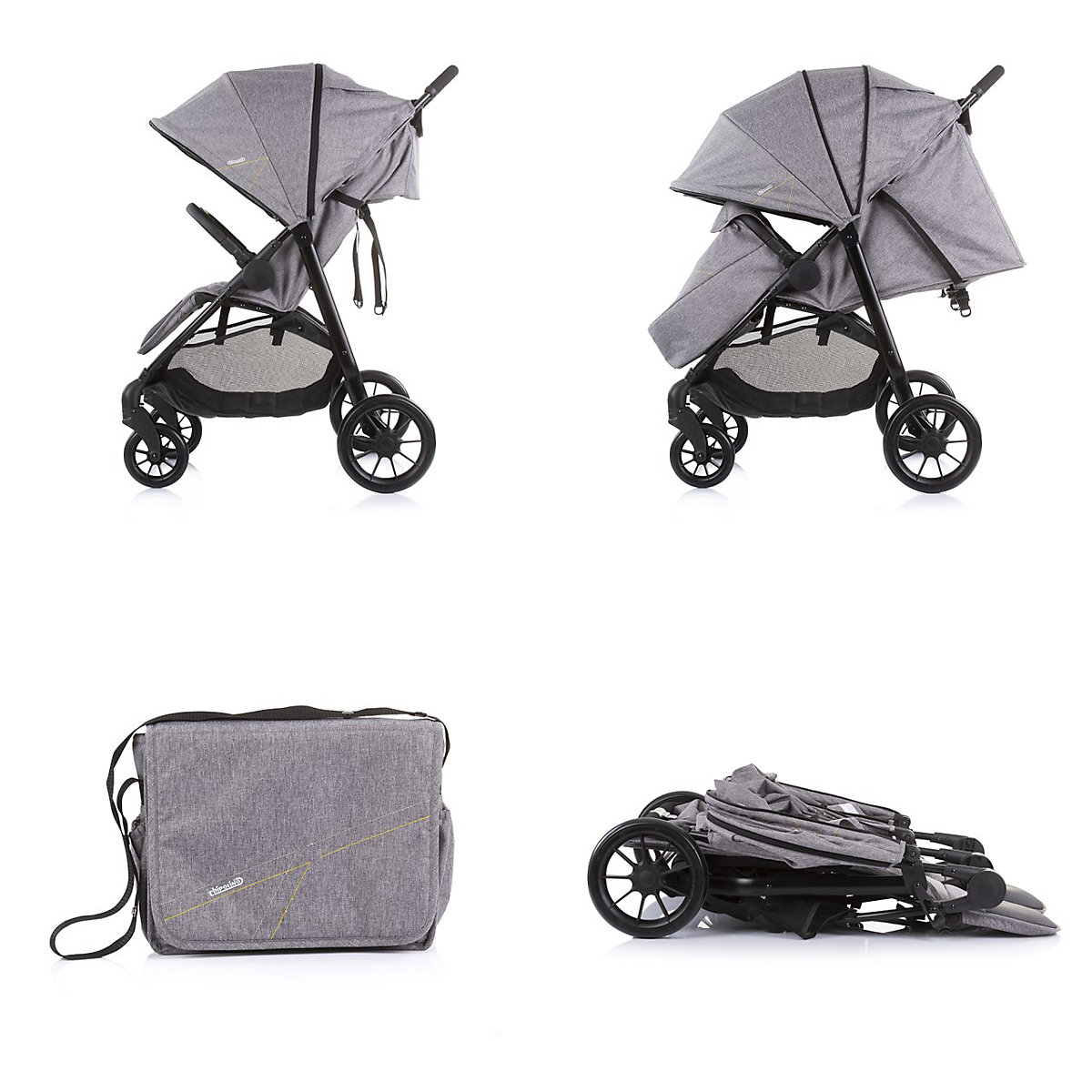 Zwillingskinderwagen Top Stars, 77 cm breit, Wickeltasche, Fußsack Geschwisterwagen