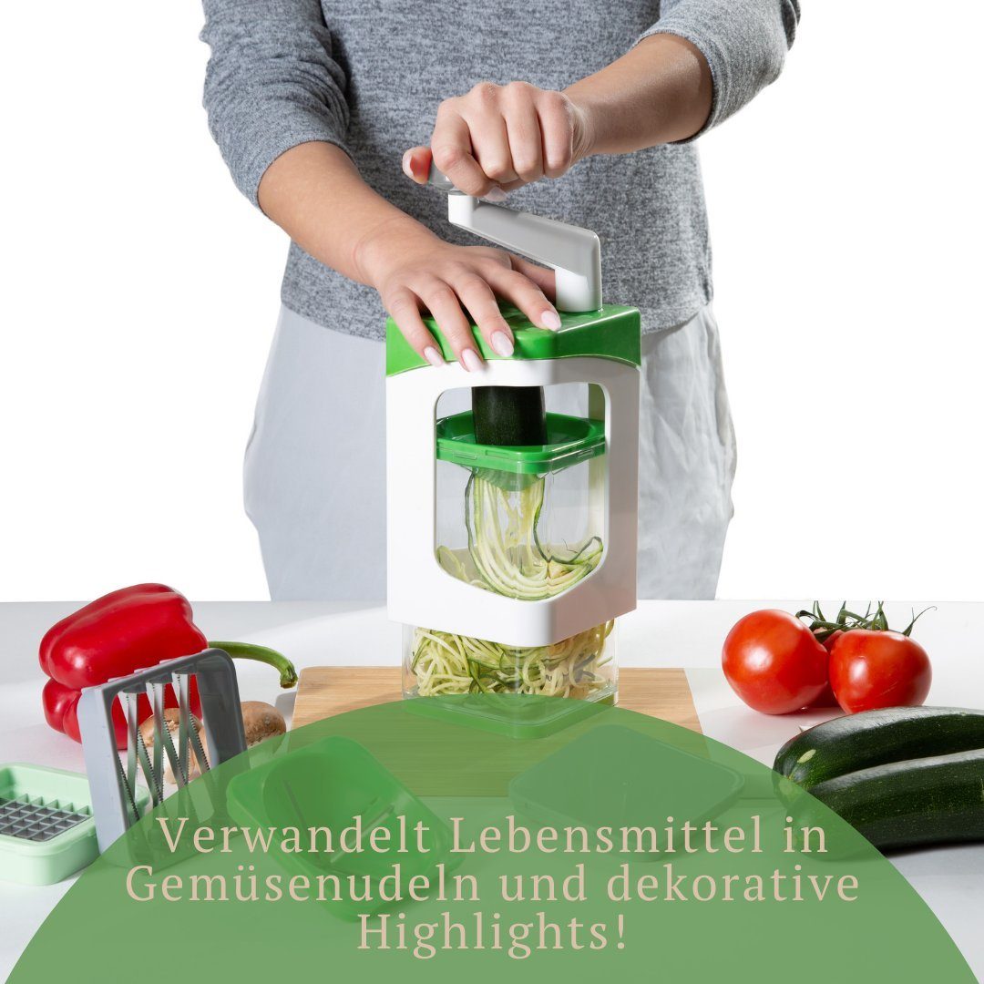 Genius Gemüseschneider Nicer Dicer Julietti 17 Teile, Zoodle Maker + Würfelschneider in einem Set für Spiralen und Würfel