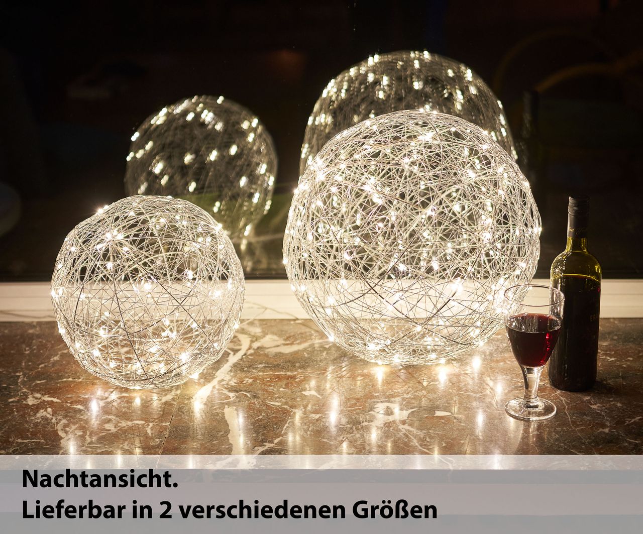 Weles LED-Metalldrahtkugel Ø 30 cm silber