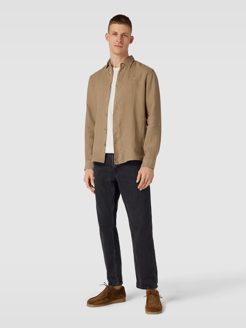 Freizeithemd mit Label-Stitching in haselnuss braun