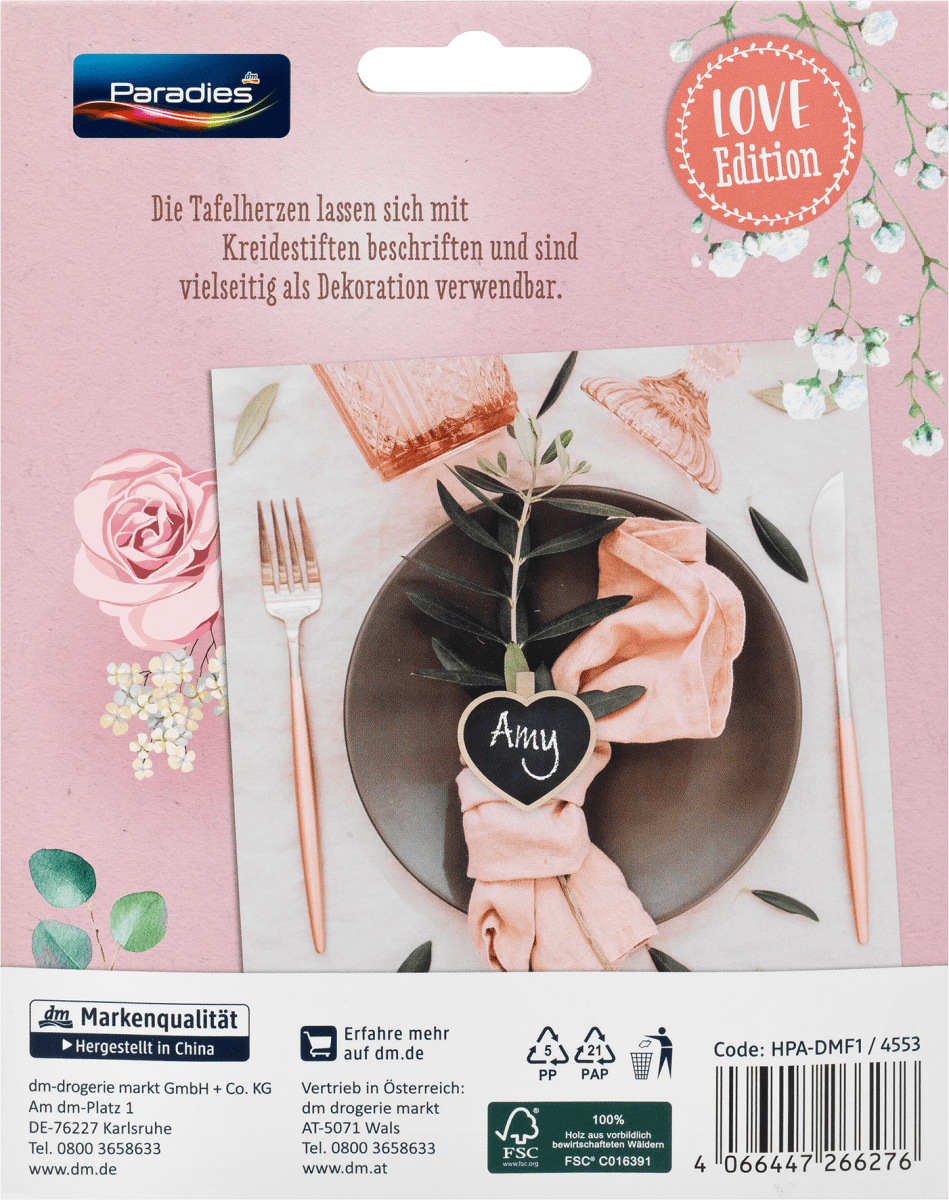 Tafelherzen Hochzeit, 4 St