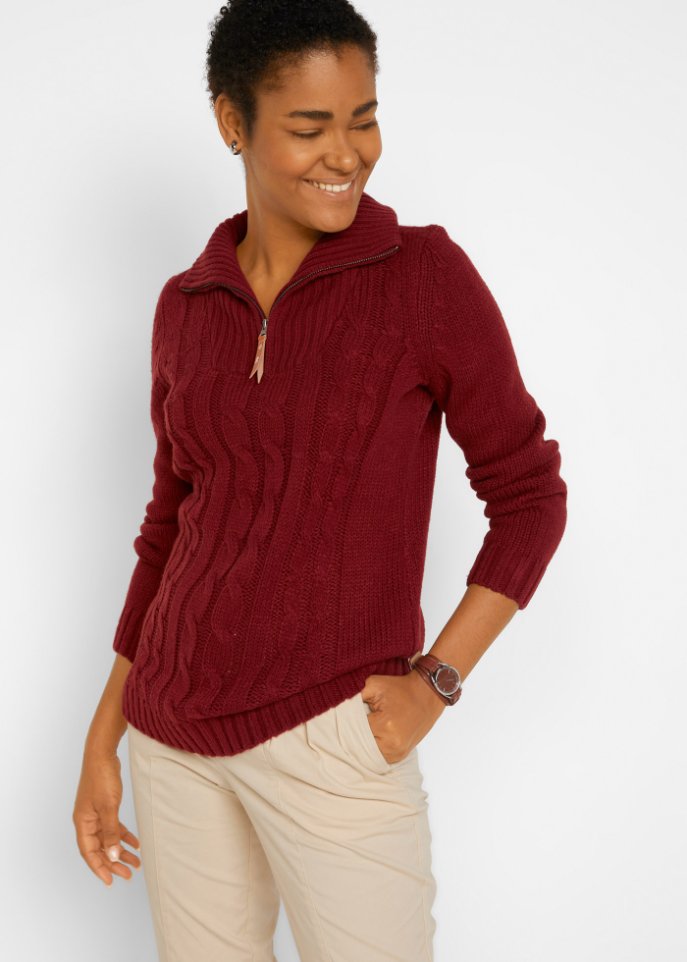 Troyer Pullover mit Zopfmuster