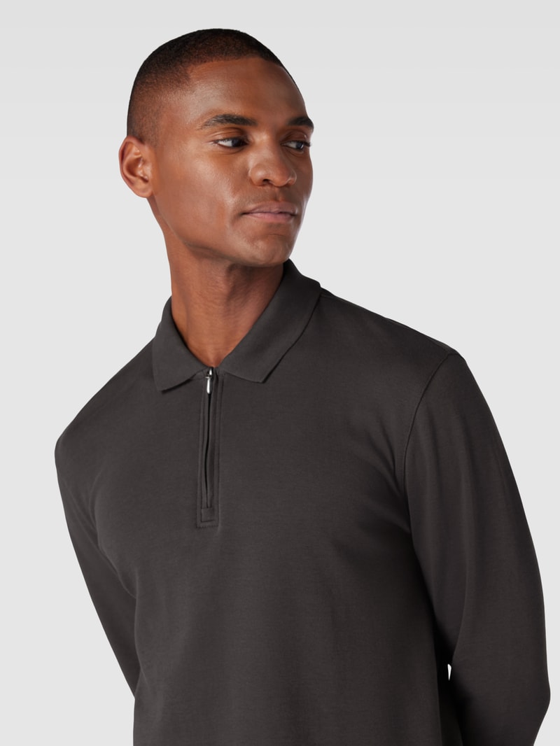Poloshirt mit kurzerm Reißverschluss in anthrazit