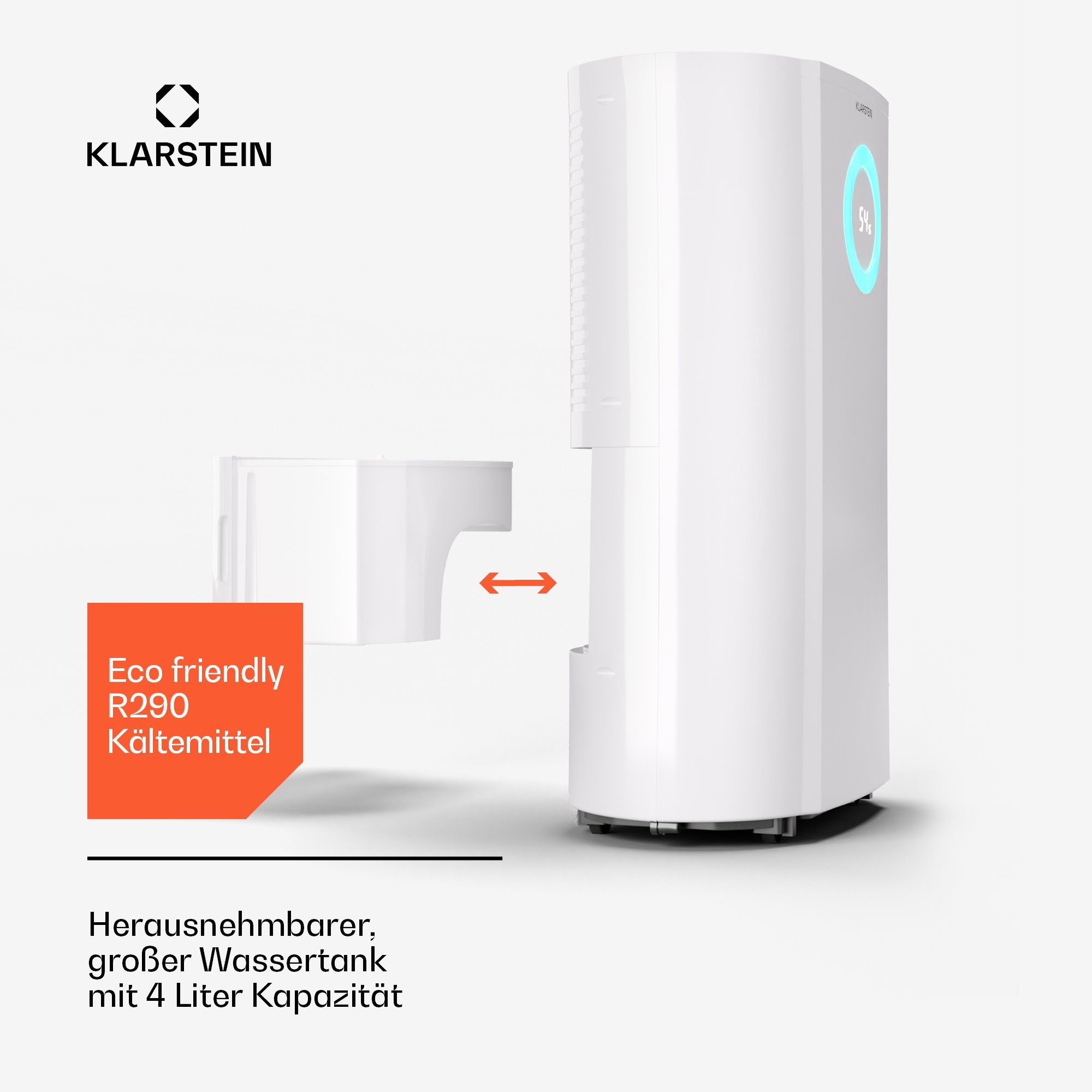 Klarstein Luftentfeuchter DryFy Pro Connect 20 Luftentfeuchter WiFi, elektrisch 20l/d 4 L Wasser Tank Wifi App