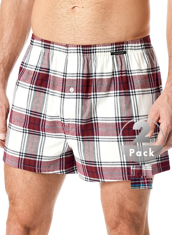 Schiesser, Set, Boxershorts, braun-blau kariert