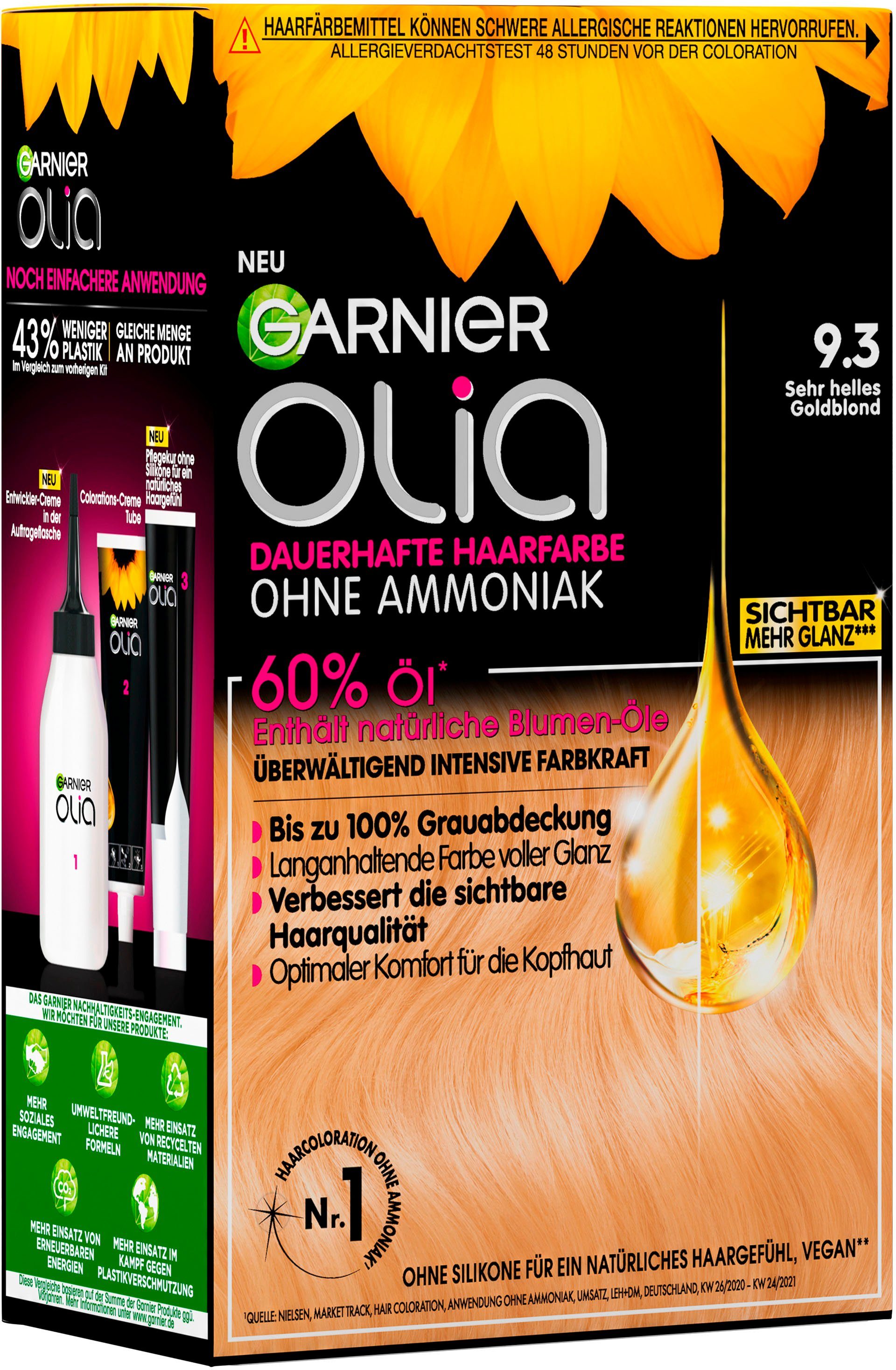 GARNIER Coloration Garnier Olia dauerhafte Haarfarbe, Set, 3-tlg., Ölbasis