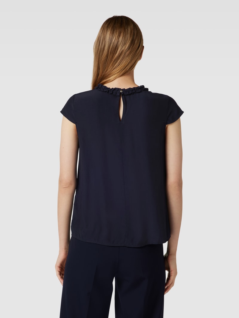 Blusenshirt mit Rüschung in marineblau