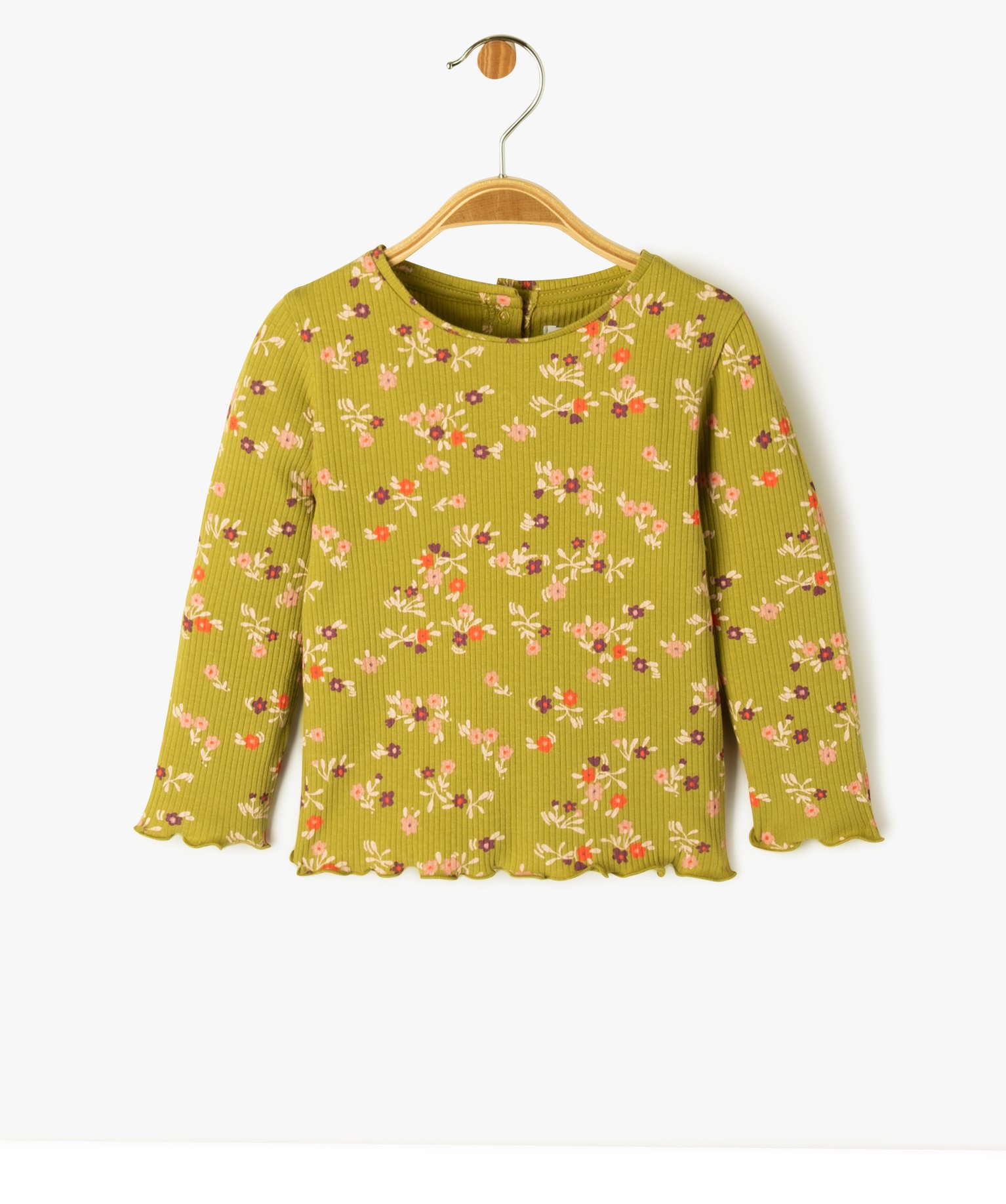 Tee-shirt à manches longues à motifs fleuris bébé fille vert | GEMO