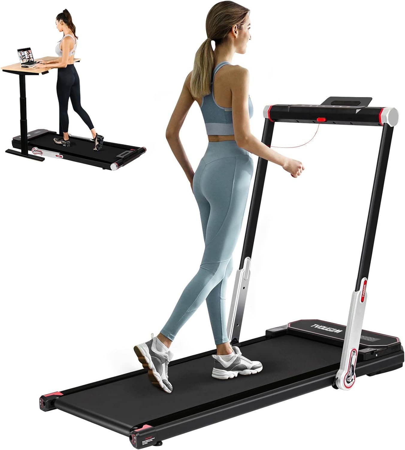 Tvdugim Laufband (Laufband für Zuhaus mit 2,5-PS-Motor, Geschwindigkeit von 1-6 km/h), Laufband für Zuhaus mit Fernbedienung LCD-Anzeige