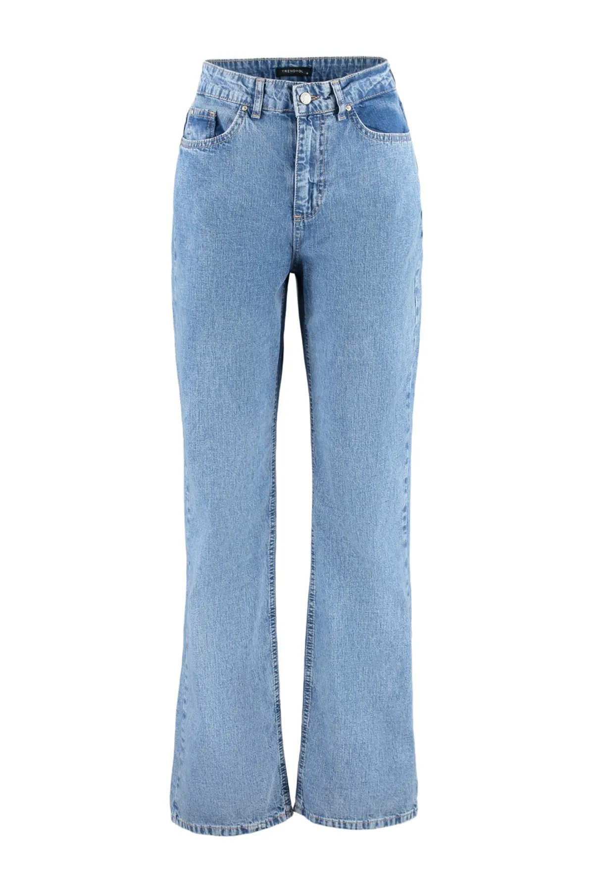 Trendyol Collection  Dunkelblaue Jeans mit hoher Taille und weitem Bein TWOAW23JE00671