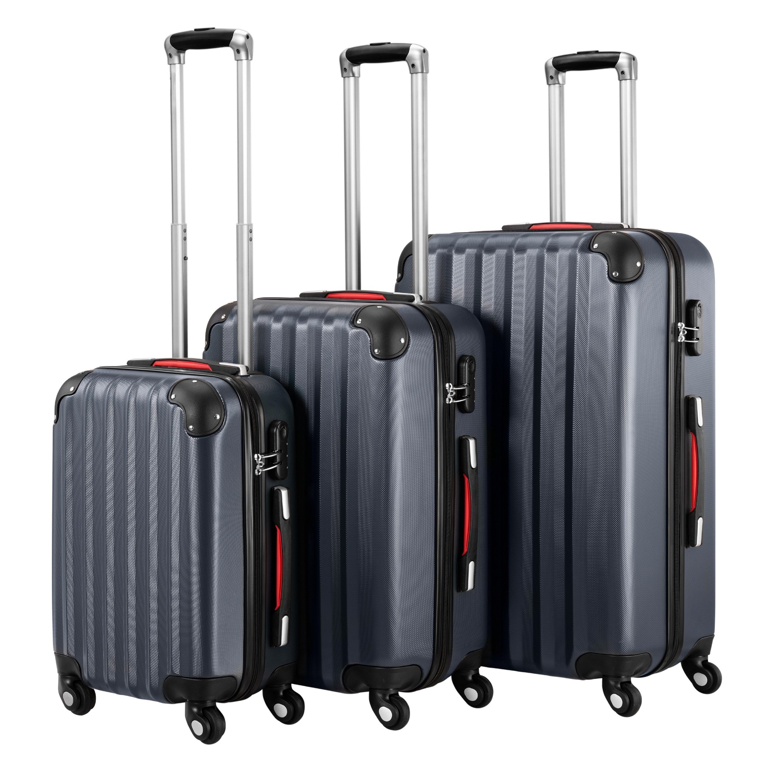 *KOFFER-BARON* Hartschalen-Trolley Kofferset Basic Hartschalenkoffer-Set 3-tlg. (M/L/XL) ABS, grau